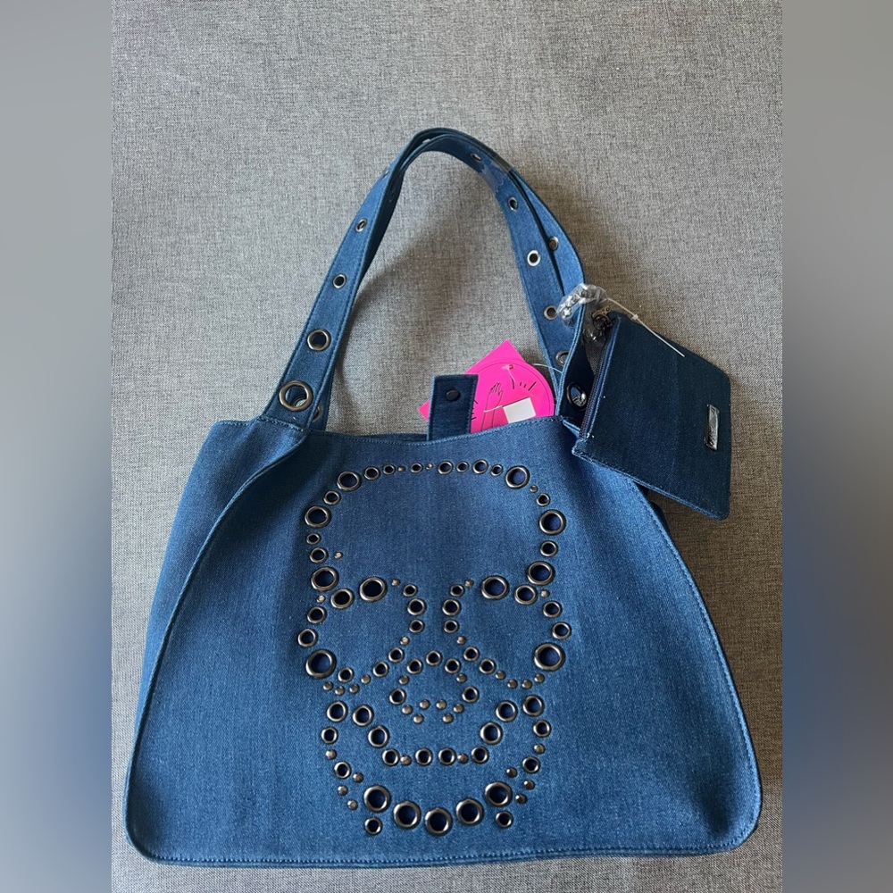 Betsey Johnson Denim Skull Tote
